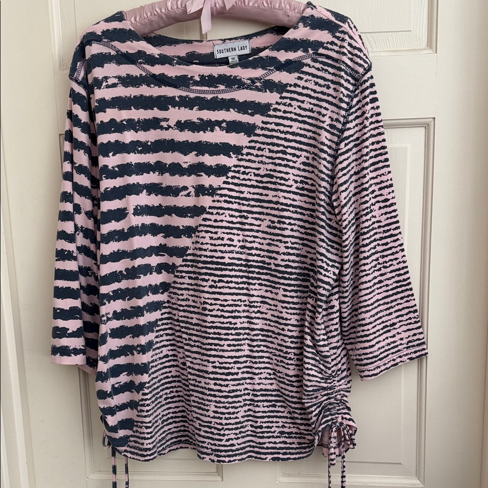 Southern Lady Pink and Black Striped Top